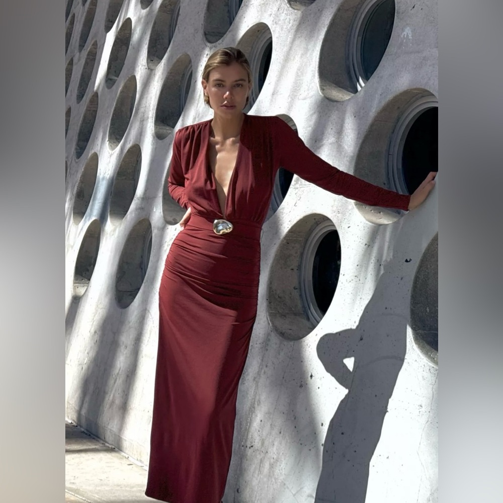 Elegant Burgundy Evening Gown Zara
